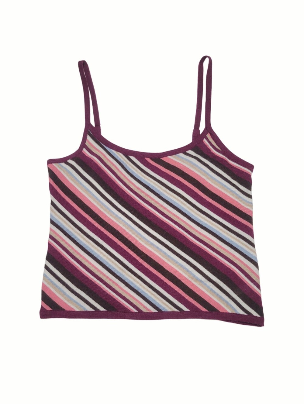 Women's Striped Spaghetti Strap Cropped Tank Top Size Medium